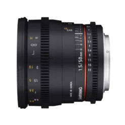 Samyang MF 50 mm T1,5 Video Objektiv DSLR MFT für Vollformat und APS-C Kameras mit stufenloser Blende und weichem Fokus Kameraobjektiv für professionelle Filmaufnahmen