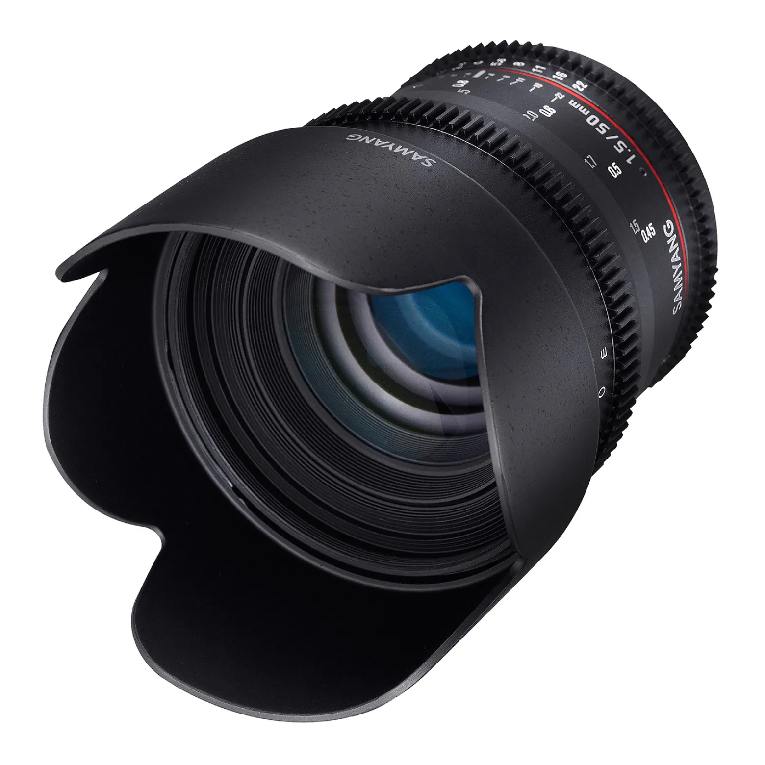 Samyang 50/1,5 Objektiv Video DSLR Canon EF manueller Fokus Videoobjektiv 0,8 Zahnkranz Gear, Porträtobjektiv schwarz, 50mm