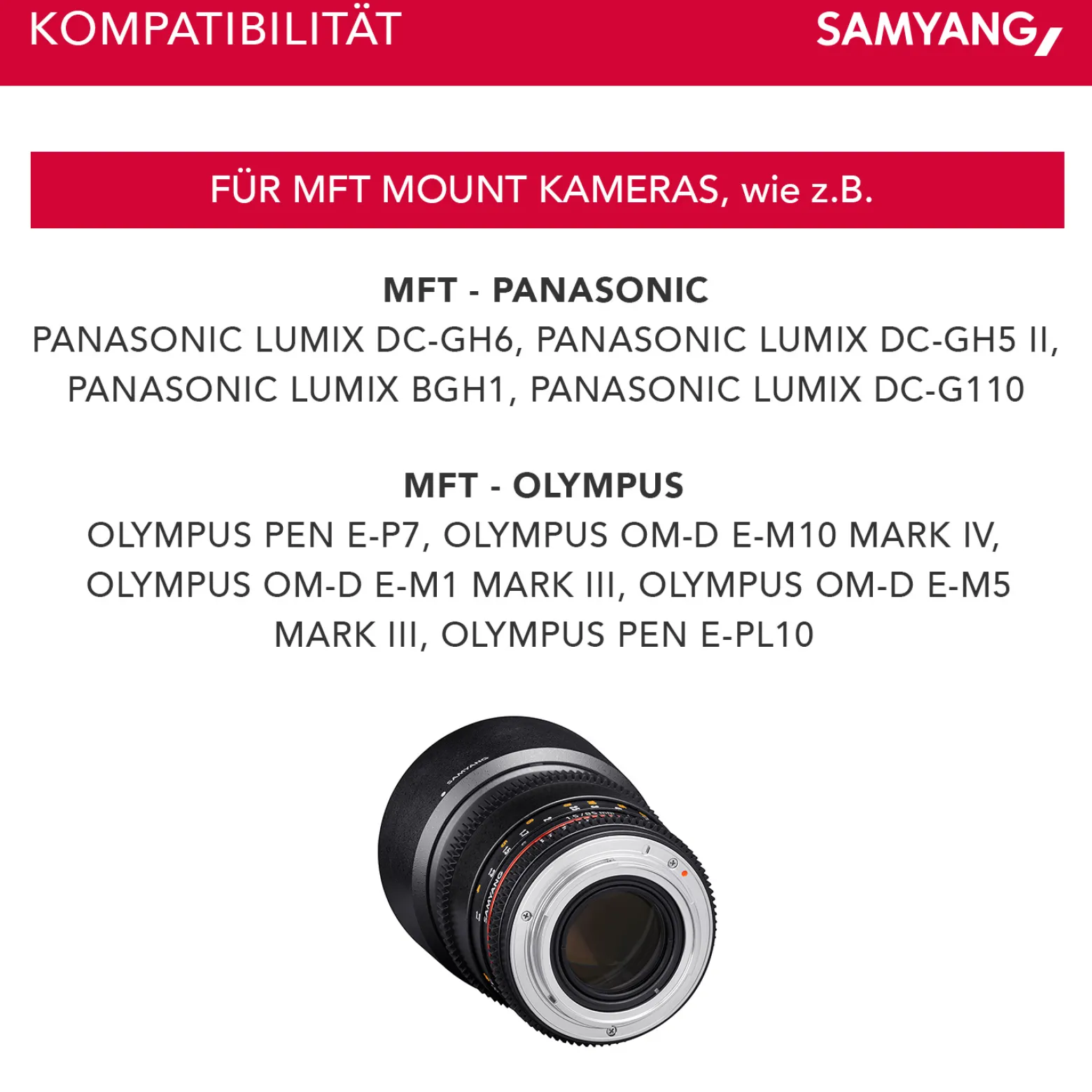 Samyang 85/1,5 Objektiv Video DSLR II MFT manueller Fokus Videoobjektiv 0,8 Zahnkranz Gear, Porträtobjektiv schwarz