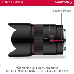 Samyang Porträt Objektiv AF 75mm F1.8 FE (Tiny but Absolute) - Autofokus Vollformat u. APS-C Festbrennweite - kompatibel mit Sony E Mount