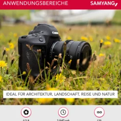 Samyang Weitwinkel Cine-und Videoobjektiv MF 24mm T1,5 VDSLR MK2 – lichtstark T1,5 kompatibel mit Canon EF Mount, 24mm Festbrennweite, Follow Focus Zahnkränze Vollformat und APS-C, 8K Auflösung