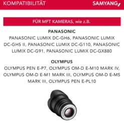 Samyang Weitwinkel Cine- und Video Objektiv MF 24mm T1,5 VDSLR MK2 MFT – lichtstark T1,5 für MFT Mount, 24 mm Festbrennweite, Follow Focus Zahnkränze Vollformat, APS-C und MFT, 8K Auflösung
