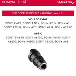 Samyang Weitwinkel Cine- und Video Objektiv MF 35mm T1,5 VDSLR MK2 – lichtstark T1,5 kompatibel mit Sony E Mount, 35 mm Festbrennweite, Follow Focus Zahnkränze Vollformat und APS-C, 8K Auflösung
