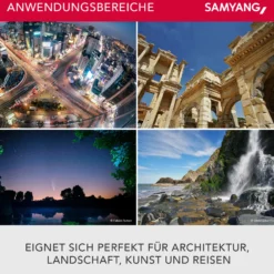 Samyang Weitwinkel Festbrennweite Objektiv 12mm F2.0 APS-C kompatibel mit Canon M – APS-C, manueller Fokus – für Kamera EOS M6 Mark II, EOS M50, EOS M200, EOS M100, EOS M10, EOS M6 II – schwarz