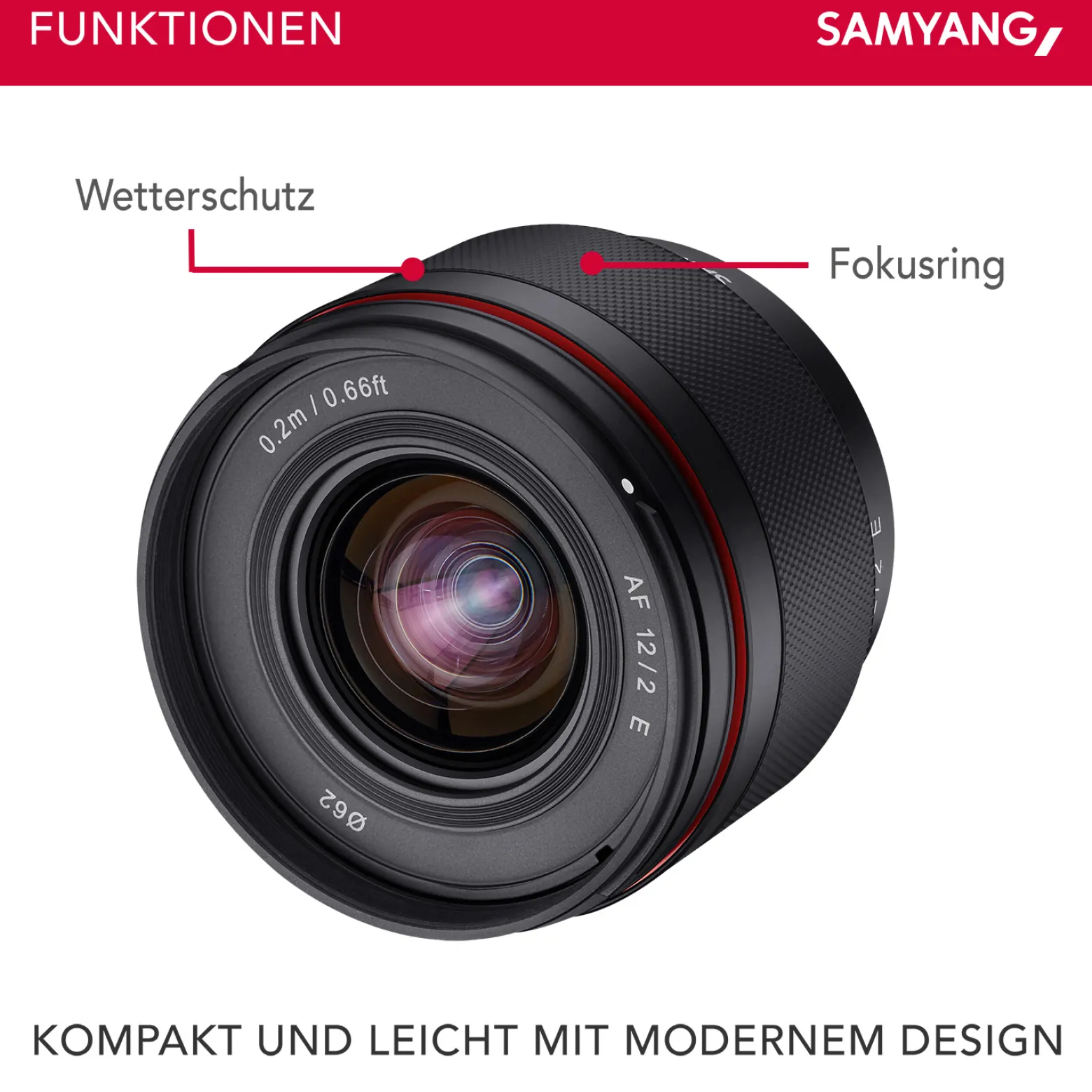Samyang Weitwinkel Objektiv AF 12mm F2.0 E kompatibel mit Sony E Mount – Autofokus APS-C Festbrennweite – für Kameras Alpha 6600 6500 6400 6300 6100 6000 5100 5000 NEX – schwarz