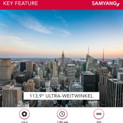Samyang Weitwinkel Objektiv AF 14mm F2,8 kompatibel mit Sony FE – Autofokus Ultra mit 14 mm Festbrennweite – für spiegellose Vollformat und APS-C Kameras mit E Mount – Metallgehäuse