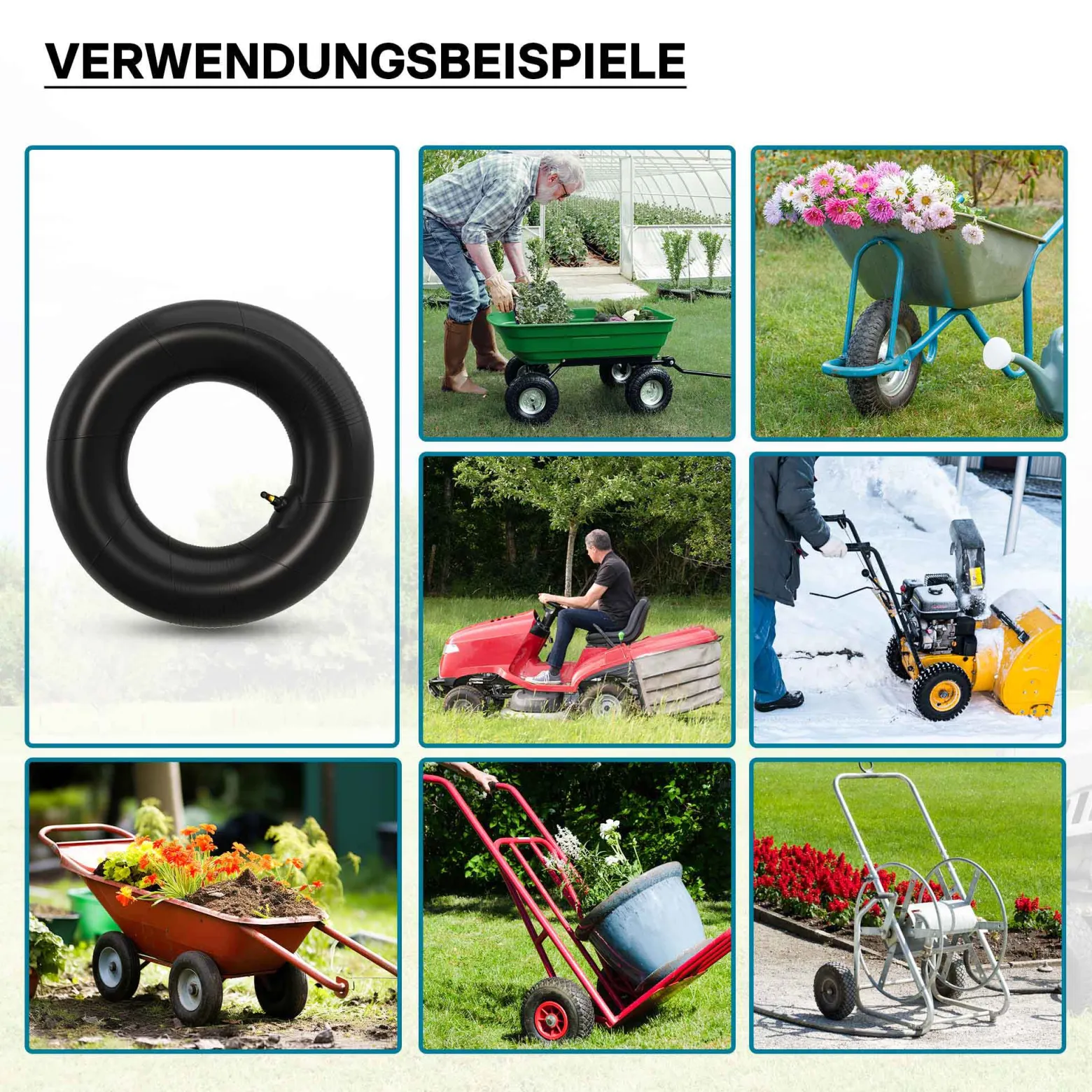 Schlauch für den Rasenmäherreifen 15x6.00-6 mit Winkelventil Reifendecke Reifenschlauch Traktor