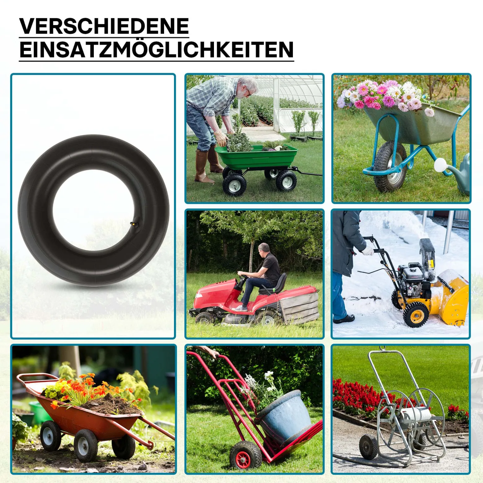 Schlauch für den Rasenmäherreifen 18x8.50-8 mit Winkelventil Reifendecke Reifenschlauch Traktor