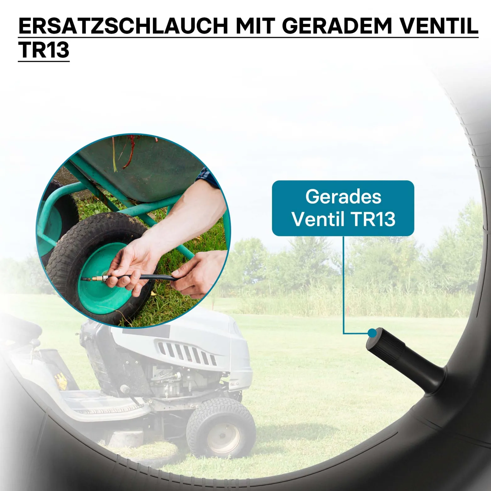 Schlauch für den Rasenmäherreifen 15x6.00-6 mit geradem Ventil Reifendecke Reifenschlauch Traktor