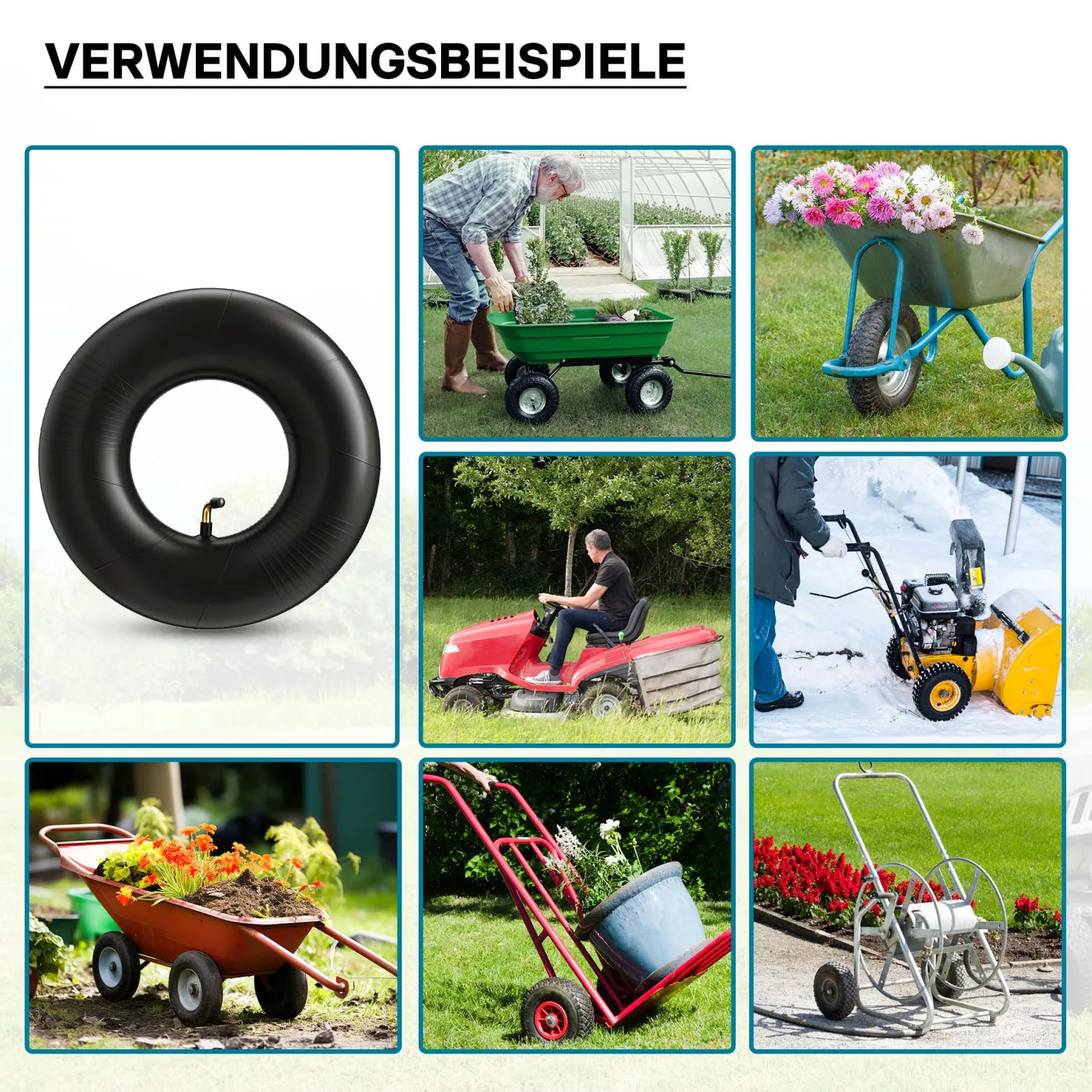 Schlauch für den Rasenmäherreifen 13x5.00-8 mit Winkelventil Reifendecke Reifenschlauch Traktor
