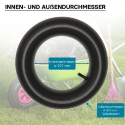 Schlauch für Rasenmäherreifen 16 x 6.50 – 8 mit geradem Ventil zur Selbstmontage
