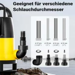 Schmutzwasserpumpe 8000 l/h 400 W, max. Förderhöhe 5 m, Fremdkörper bis Ø 35 mm