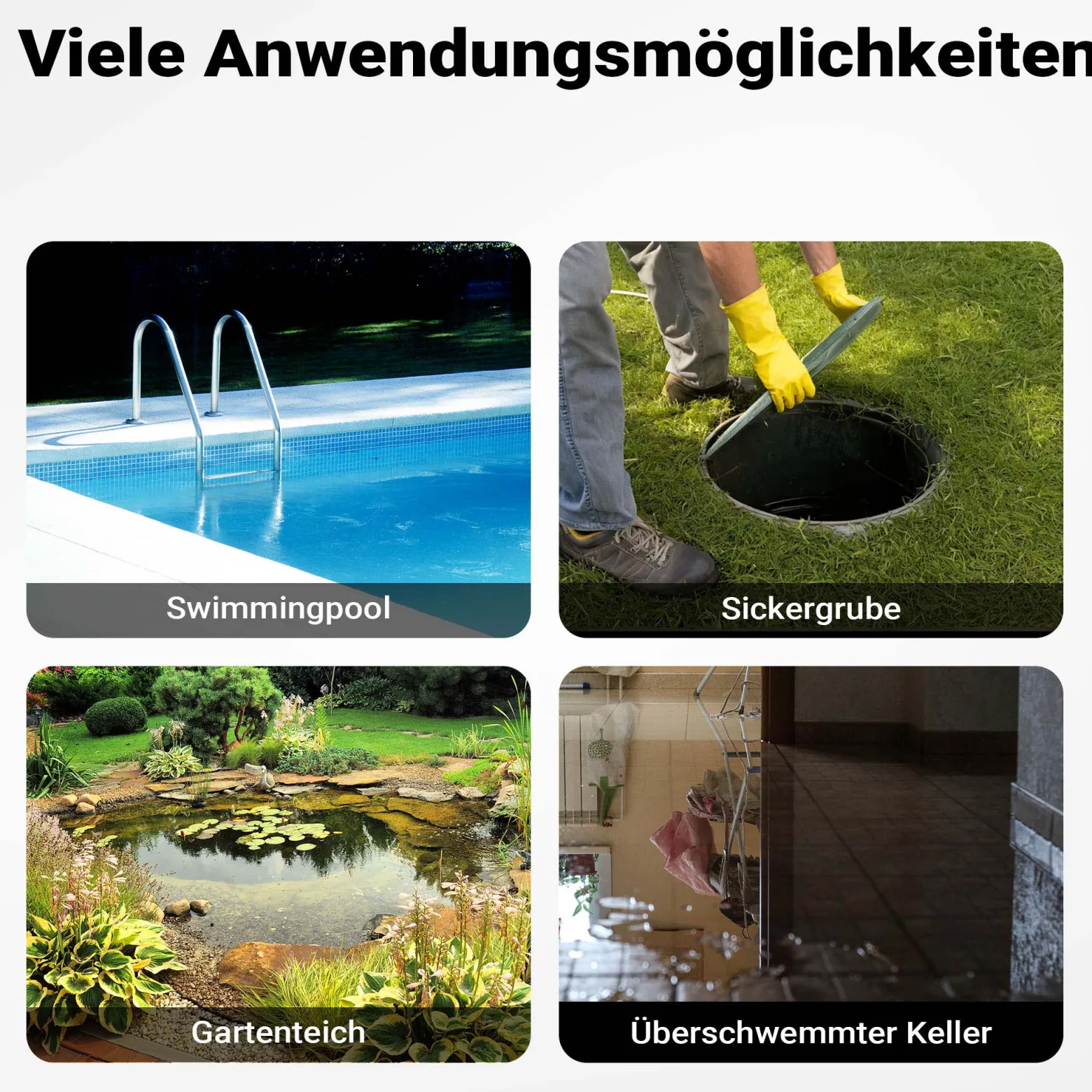 Schmutzwasserpumpe 8000 l/h 400 W, max. Förderhöhe 5 m, Fremdkörper bis Ø 35 mm