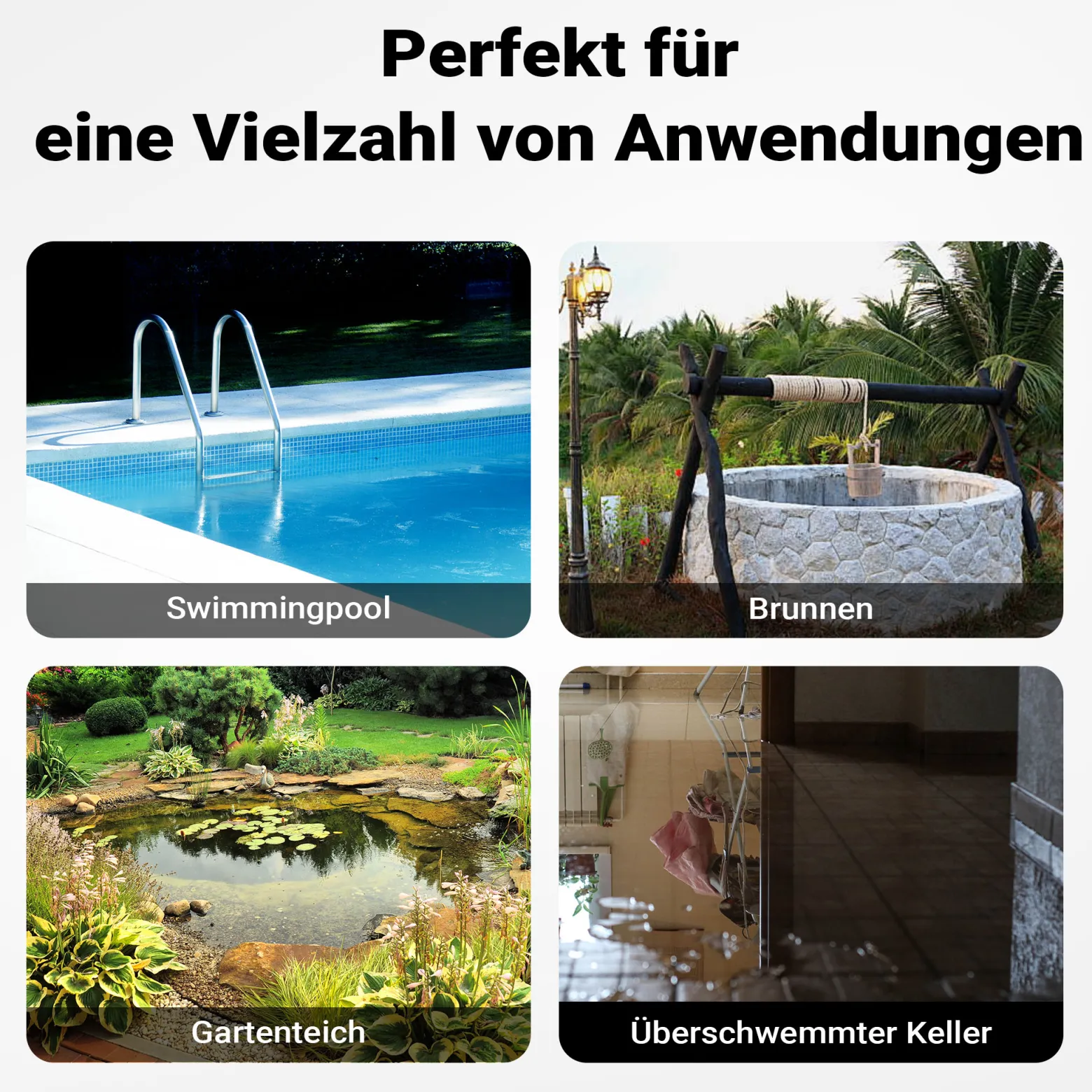 Schmutzwasserpumpe 6000l/h, 250W, max. Förderhöhe 5,5m, Fremdkörper bis Ø5mm