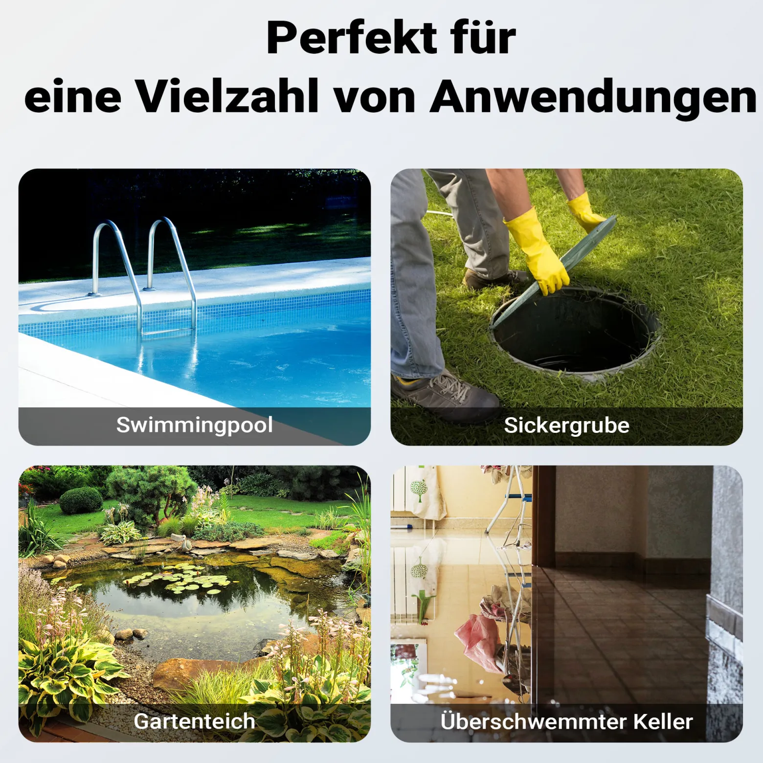 Schmutzwasserpumpe 7.500l/h, 400W, max. Förderhöhe 5m, Fremdkörper bis Ø35mm