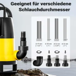 Schmutzwasserpumpe 13000 l/h 750 W, max. Förderhöhe 7,5 m, Fremdkörper bis Ø 35 mm