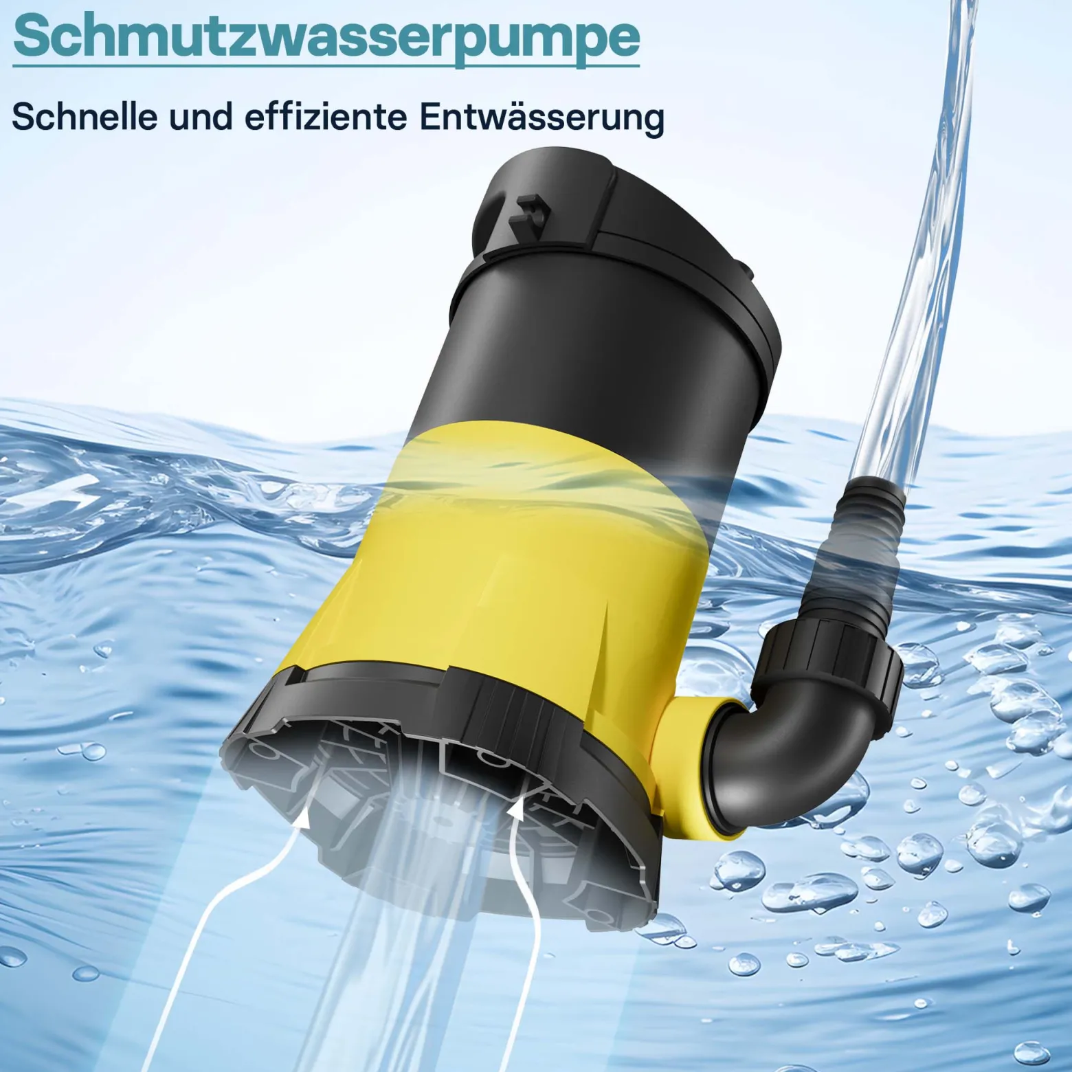Schmutzwasserpumpe 5.000l/h, 250W, max. Förderhöhe 6m, Fremdkörper bis max. Ø5mm