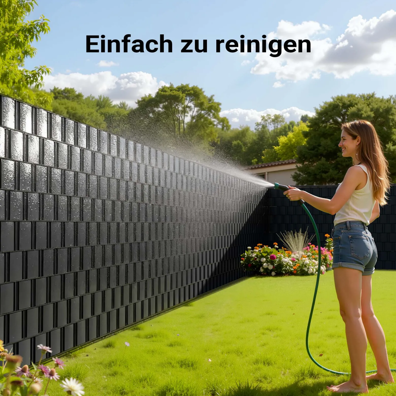 Sichtschutz Streifen, 35mx19cm anthrazit aus PVC 650g/m², mit 20 Clips, Zaunfolie