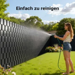 Sichtschutz Streifen, 35mx19cm anthrazit aus PVC 450g/m², mit 20 Clips, Zaunfolie