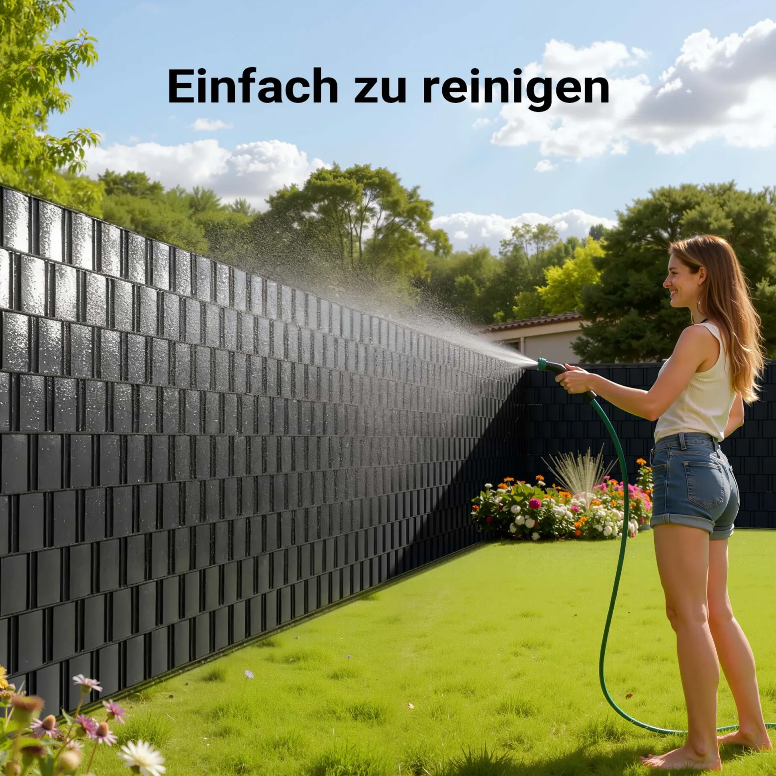 Sichtschutz Streifen, 35mx19cm anthrazit aus PVC 450g/m², mit 20 Clips, Zaunfolie