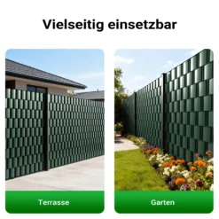 Sichtschutz Streifen, 35mx19cm grün aus PVC 450g/m², mit 20 Clips, Zaunfolie