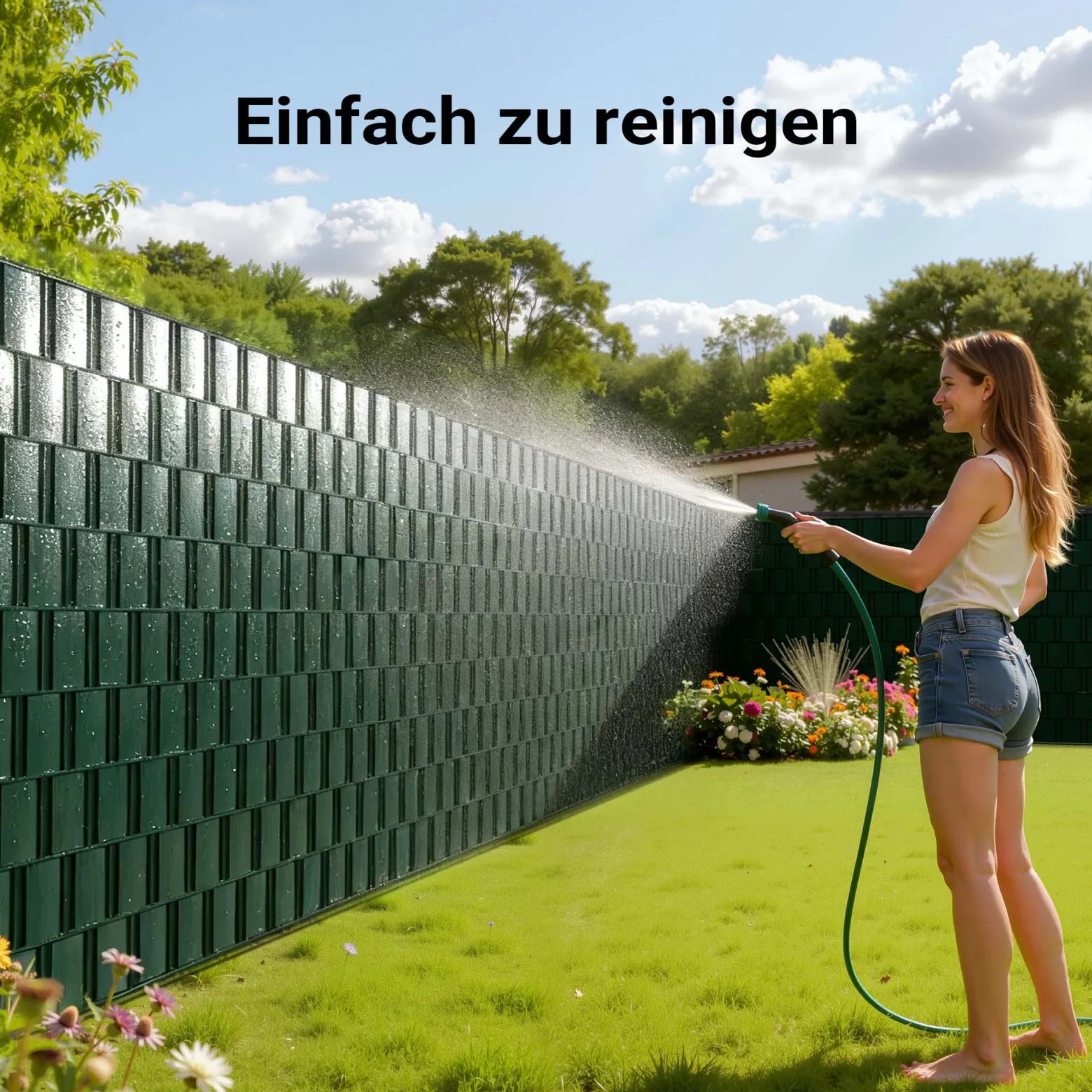Sichtschutz Streifen, 35mx19cm grün aus PVC 650g/m², mit 20 Clips, Zaunfolie