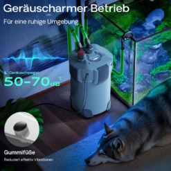 SunSun Aquarium Außenfilter HW404A 2000 L/h 4 Stufen Kammerfilter Filtermaterial Aquariumfilter