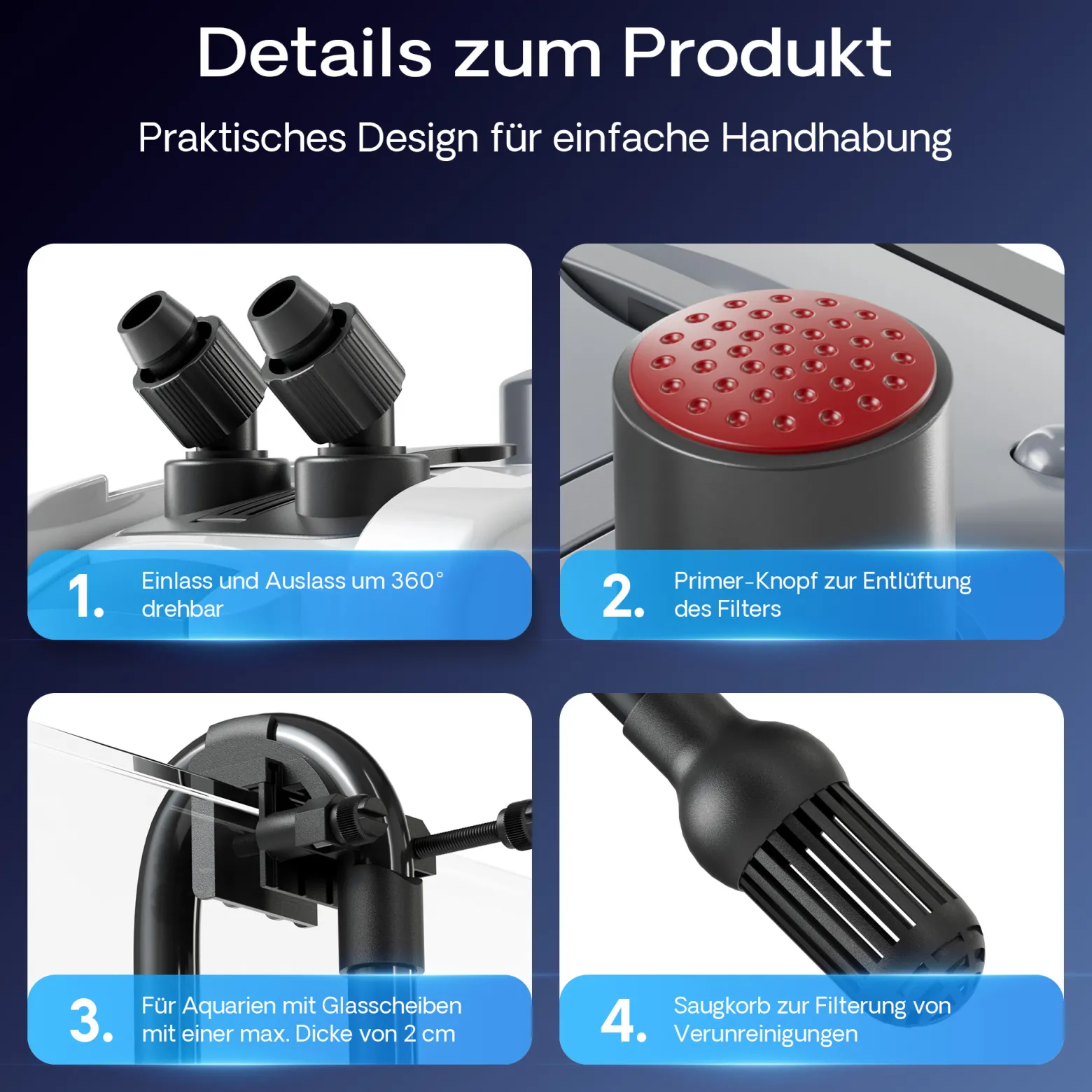 SunSun Aquarium Außenfilter HW404A 2000 L/h 4 Stufen Kammerfilter Filtermaterial Aquariumfilter