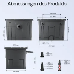 SunSun Bio CBF-350 Teichfilter bis 12000L Teichvolumen max. 8000L/h 1-Kammer Durchlauffilter Modulteichfilter Teich Filter Biofilter