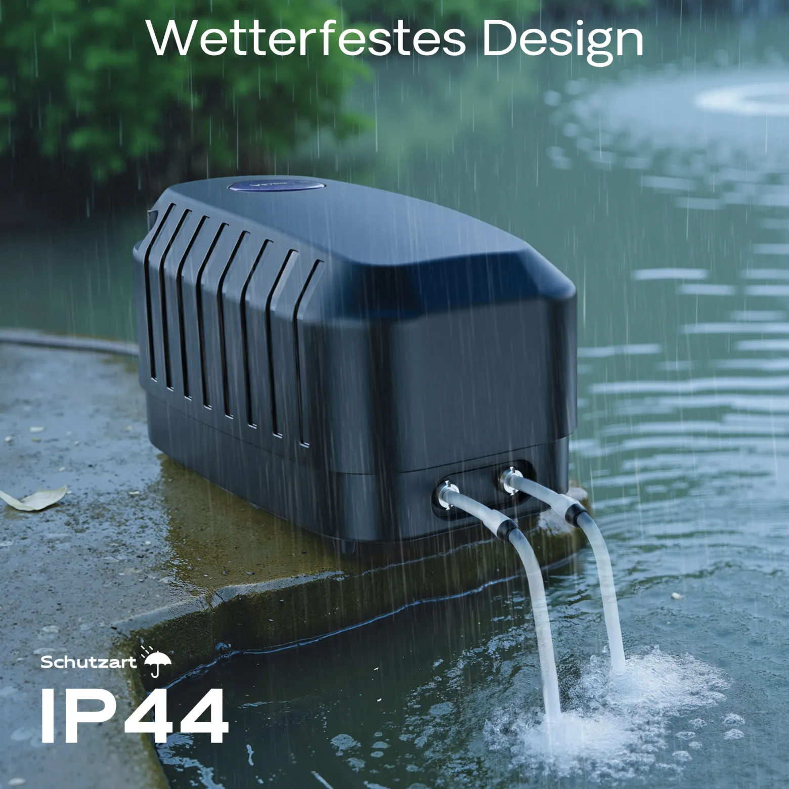 SunSun CAP-20 Sauerstoffpumpe 8 W, Luftpumpe für 8 m³ Aquarium und Gartenteich, Teichbelüfter 13 l/min mit 4 Luftausgängen, Belüftungspumpe mit 2x Luftstein und 2x Rückschlagventil