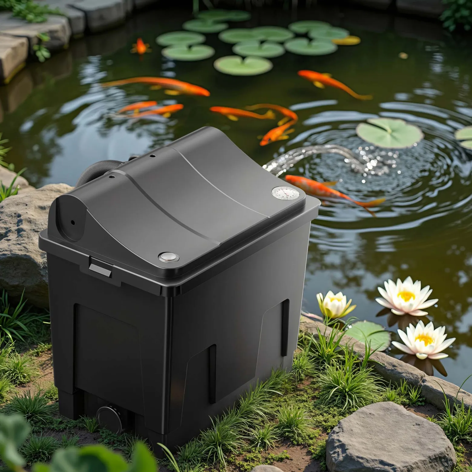 SunSun CBF-200U Bioteichfilter mit 9W UVC Einheit, Filtersystem für Koi Teich, 6.000 l/h inkl Filtermaterial Biofilter Teichfilter Durchlauffilter Filteranlage