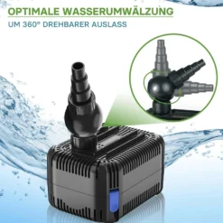 SunSun CDF-8000 Teichpumpe 24V DC / 8000 l/h / 65 W, mit integriertem Blockier- und Trockenlaufschutz