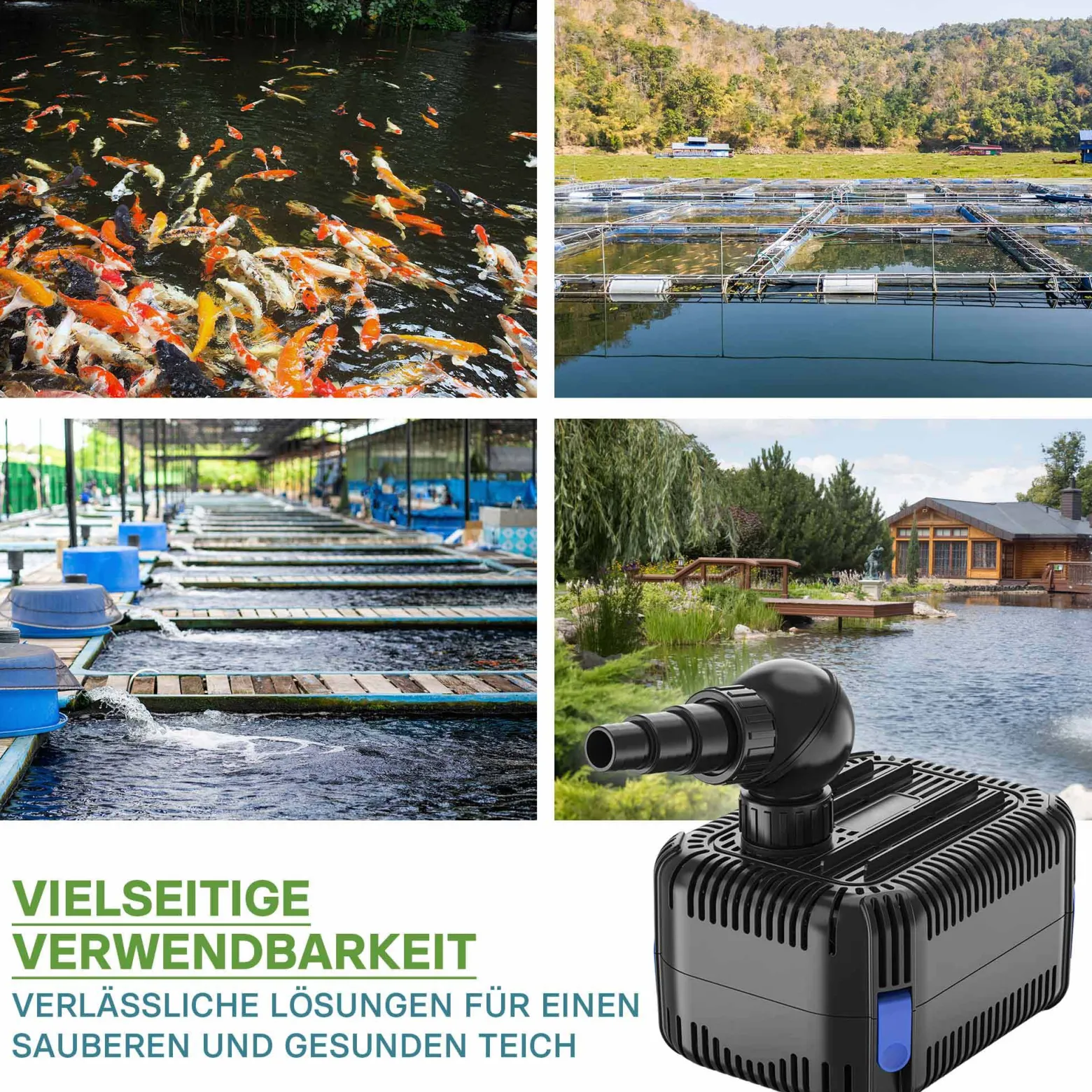 SunSun CDF-8000 Teichpumpe 24V DC / 8000 l/h / 65 W, mit integriertem Blockier- und Trockenlaufschutz