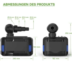 SunSun CDF-8000 Teichpumpe 24V DC / 8000 l/h / 65 W, mit integriertem Blockier- und Trockenlaufschutz