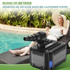 SunSun CDF-6000 Teichpumpe 24V DC / 6000 l/h / 40 W, mit integriertem Blockier- und Trockenlaufschutz