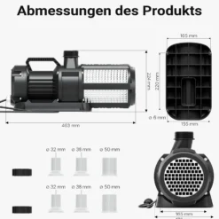 SunSun CET-26000 SuperECO Teichpumpe 26.000 l/h / 330 W, energiesparende Filterpumpe, Bachlaufpumpe für Koiteiche, Umwälzpumpe, Gartenteichpumpe