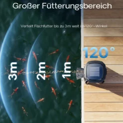 SunSun CFF-206 solarbetriebener Fischfutter Automat, programmierbarer Futterspender mit 6 Liter Behälter für 1 bis 6 Fütterungen pro Tag