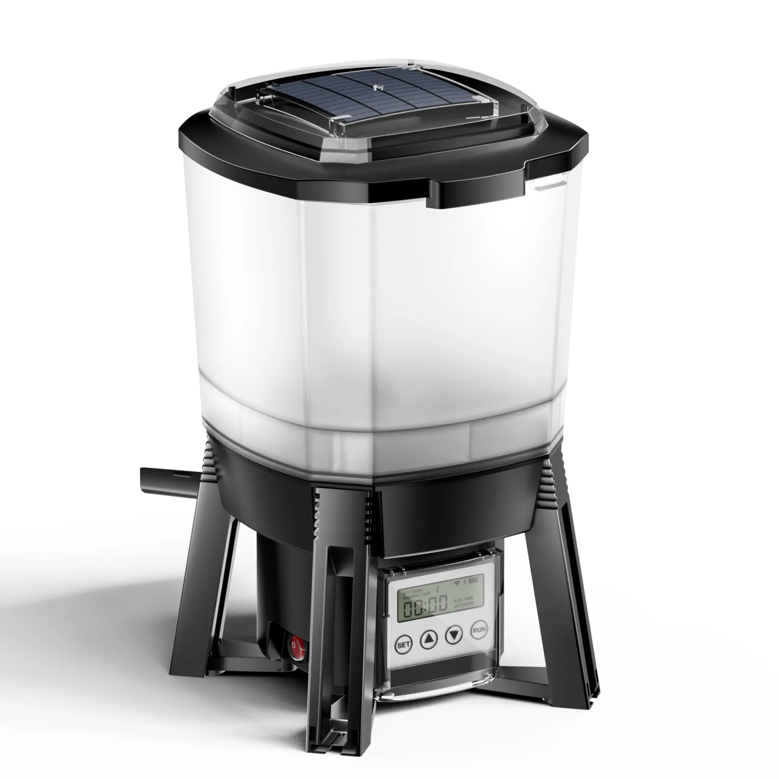 SunSun CFF-206 solarbetriebener Fischfutter Automat, programmierbarer Futterspender mit 6 Liter Behälter für 1 bis 6 Fütterungen pro Tag