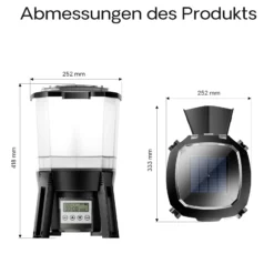 SunSun CFF-206 solarbetriebener Fischfutter Automat, programmierbarer Futterspender mit 6 Liter Behälter für 1 bis 6 Fütterungen pro Tag