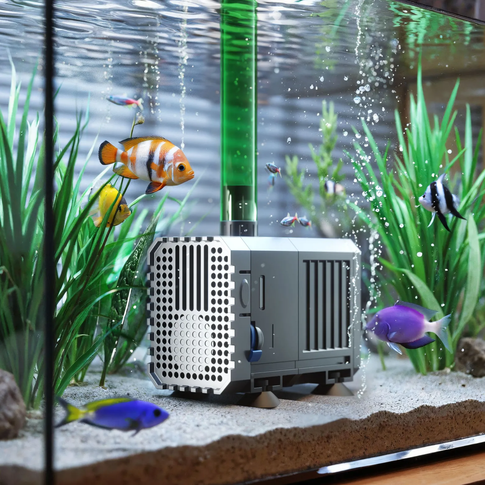 SunSun CHJ-1500 ECO Aquarium Pumpe 1500 l/h 25 W Aquariumpumpe mit regulierbarem Durchfluss für großes Aquarium für Süßwasser und Salzwasser