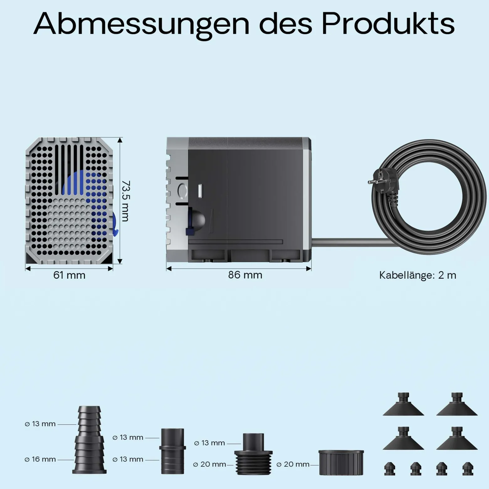 SunSun CHJ-600 ECO Aquarium Pumpe 600 l/h 8 W Aquariumpumpe mit regulierbarem Durchfluss für kleines Aquarium für Süßwasser und Salzwasser