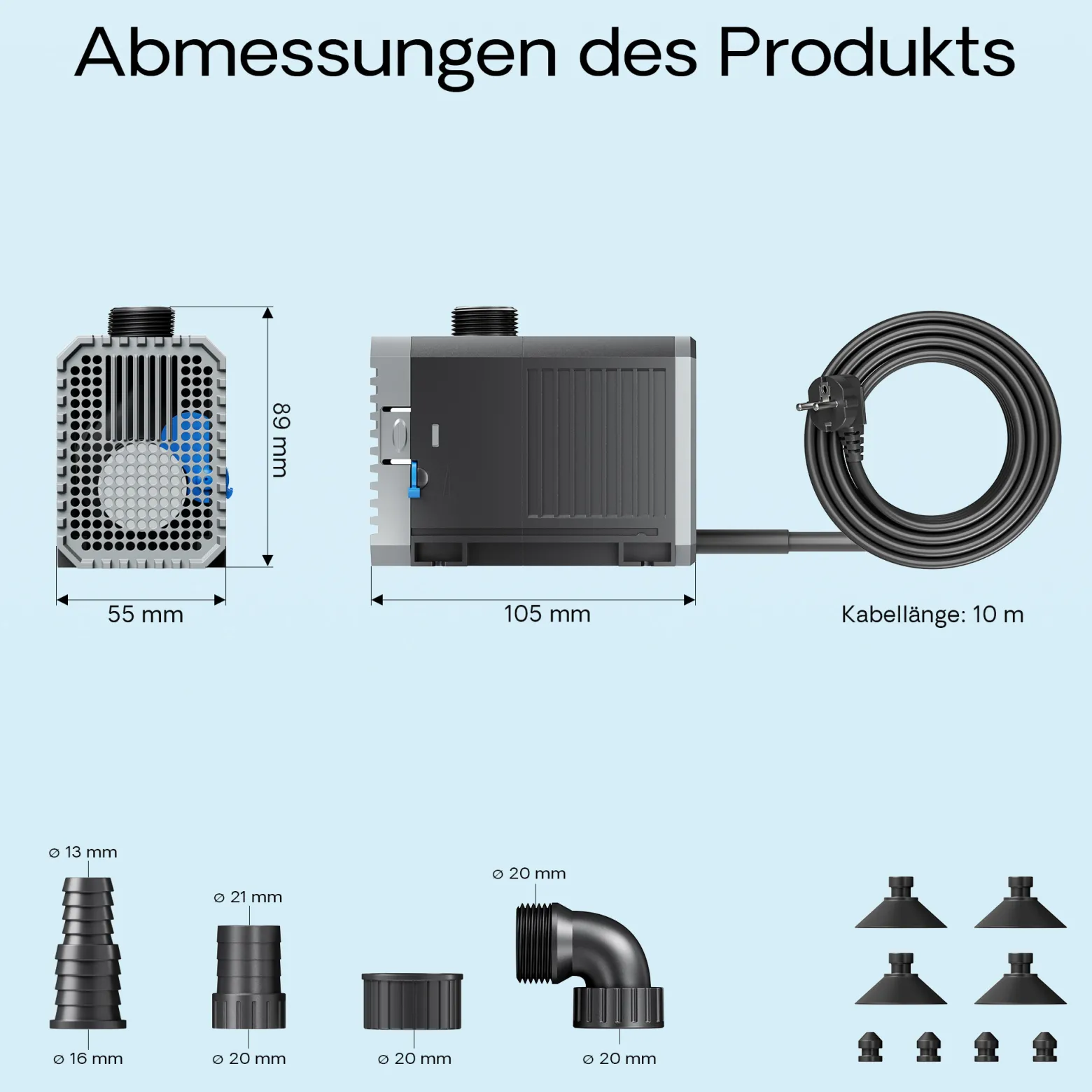 SunSun CHJ-1500-10 ECO Teichpumpe 1500l/h / 25 W, energiesparende Filterpumpe, Bachlaufpumpe für Koiteiche, Umwälzpumpe, Gartenteichpumpe