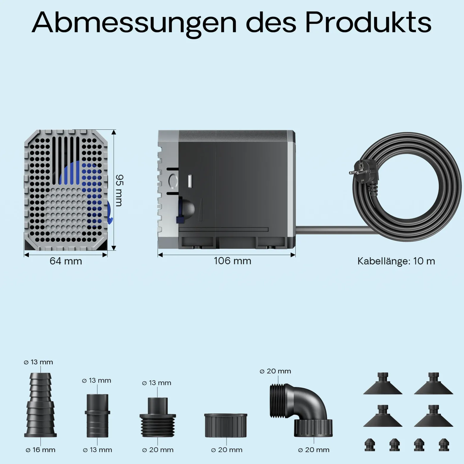 SunSun CHJ-900-10 ECO Teichpumpe 900 l/h / 20 W, energiesparende Filterpumpe, Bachlaufpumpe für Koiteiche, Umwälzpumpe, Gartenteichpumpe