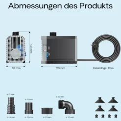 SunSun CHJ-2500 ECO Teichpumpe 2500 l/h / 45 W, energiesparende Filterpumpe, Bachlaufpumpe für Koiteiche, Umwälzpumpe, Gartenteichpumpe