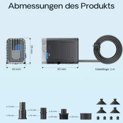 SunSun CHJ-500-10 ECO Teichpumpe 500 l/h / 7 W, energiesparende Filterpumpe, Bachlaufpumpe für Koiteiche, Umwälzpumpe, Gartenteichpumpe