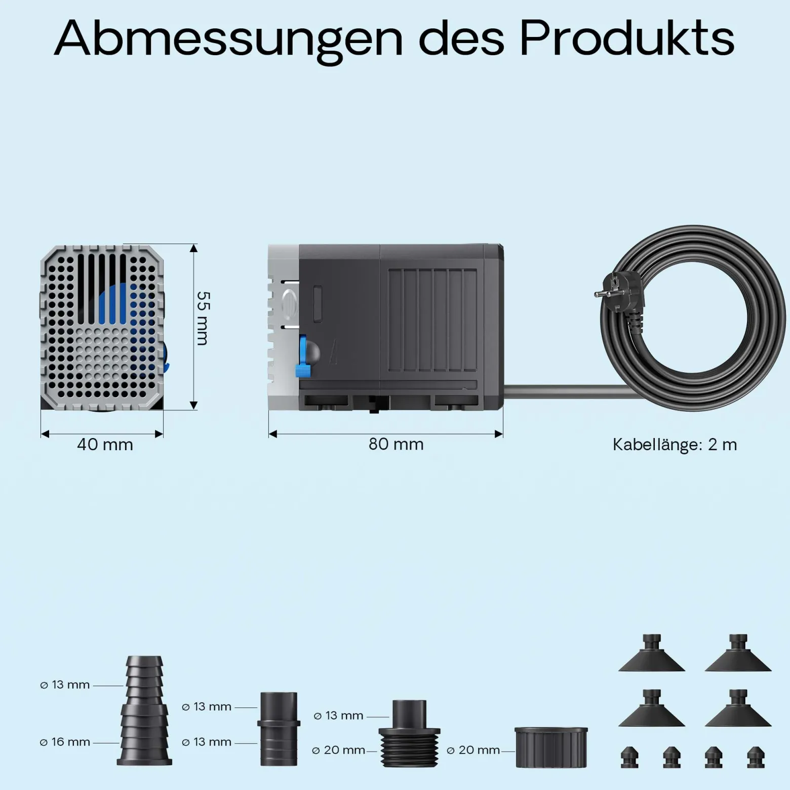 SunSun CHJ-500-10 ECO Teichpumpe 500 l/h / 7 W, energiesparende Filterpumpe, Bachlaufpumpe für Koiteiche, Umwälzpumpe, Gartenteichpumpe