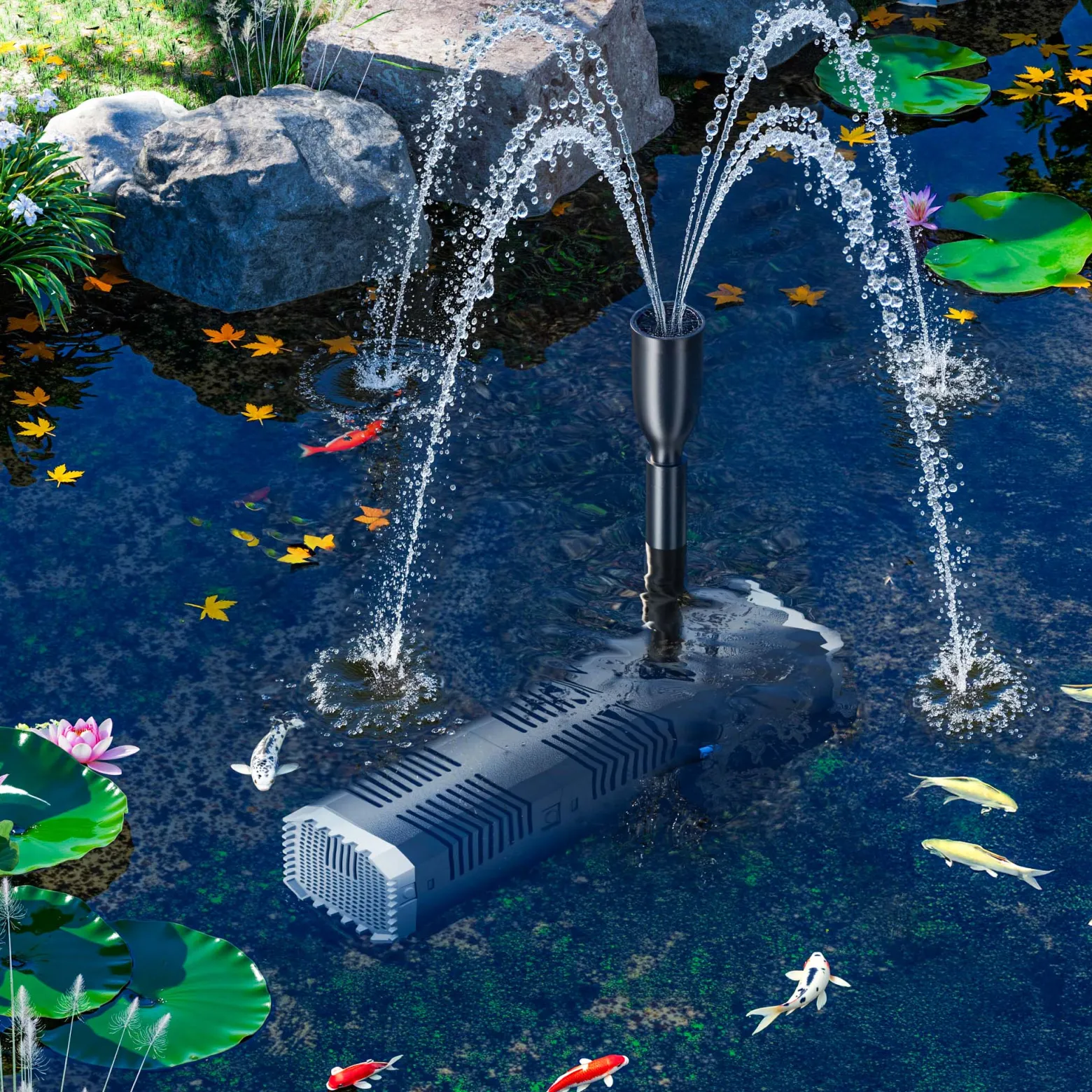 SunSun CHJ-1503 SuperECO Teichpumpe 1500 l/h 25 W, 1,8 m Förderhöhe, als Springbrunnenpumpe Filterpumpe Skimmerpumpe regelbar höhenverstellbar, mit Filterschwamm