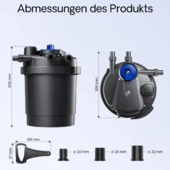 SunSun CPA-2500 Druckteichfilter 6000 l/h / 11 W UVC Einheit, Teichdruckfilter für Teiche bis 6000 Liter, Teichklärer, Filteranlage
