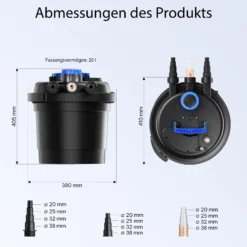 SunSun CPF-180 Druckteichfilter 9000 l/h / 11 W UVC Einheit, Teichdruckfilter für Teiche bis 6000 Liter, Teichklärer, Filteranlage