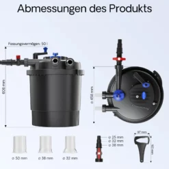 SunSun CPF-20000 Druckteichfilter 12.000 l/h / 36 W UVC Einheit, Teichdruckfilter für Teiche bis 40.000 Liter, Teichklärer, Filteranlage
